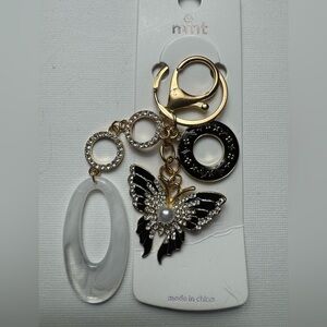 New Butterfly faux pearl keychain with charms